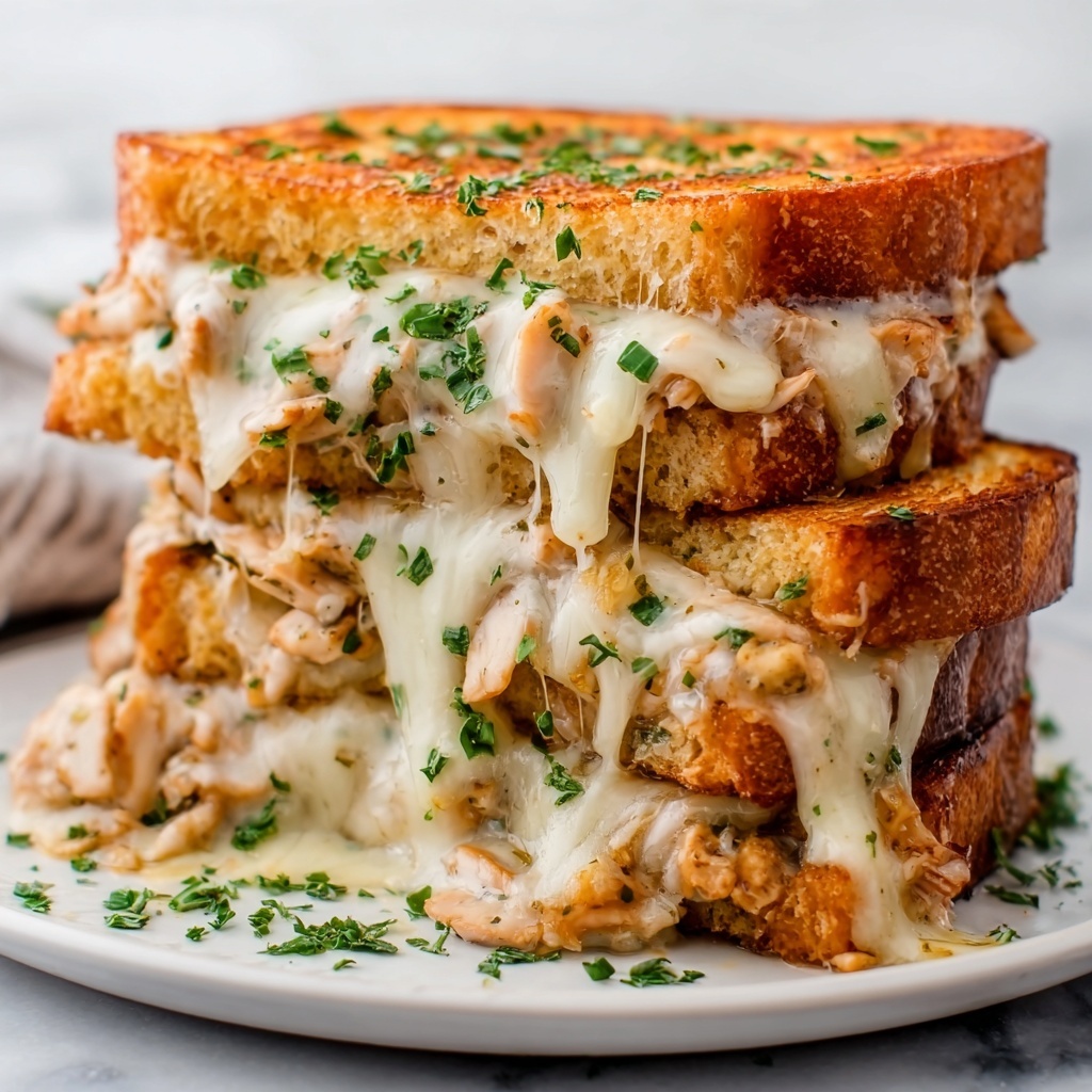 Cheesy Chicken Garlic Bread Sandwich Recipe - Recipe Image