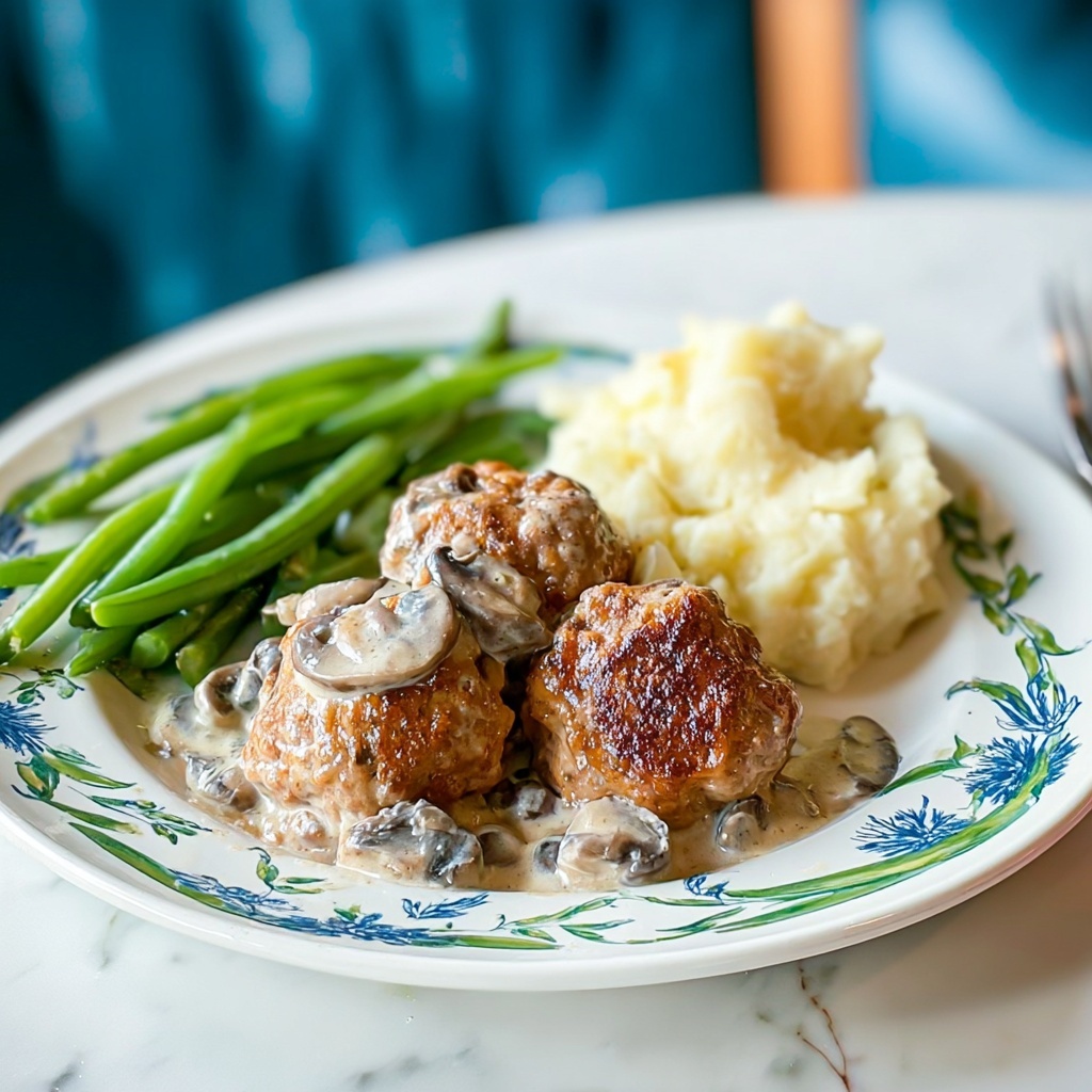 Mashed Potatoes with Meatball Mushroom Stew Recipe - Recipe Image