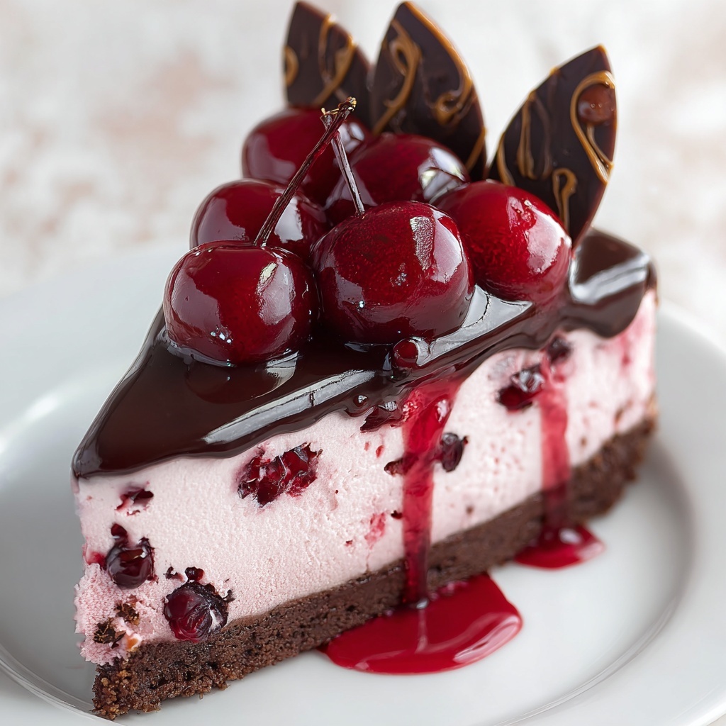 Chocolate Cherry No-Bake Cheesecake Recipe - Recipe Image