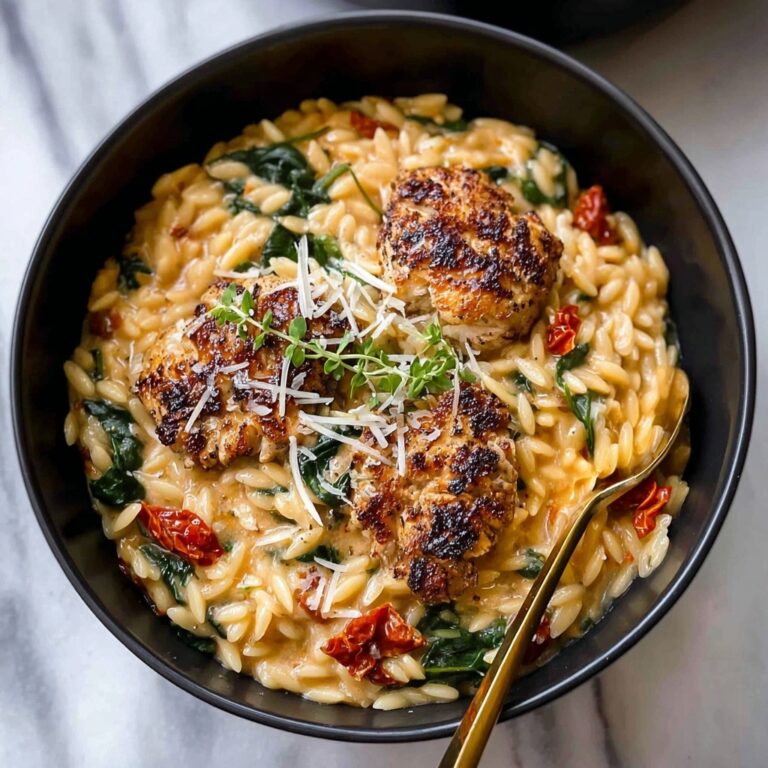 Tuscan Chicken Meatball Orzo Recipe