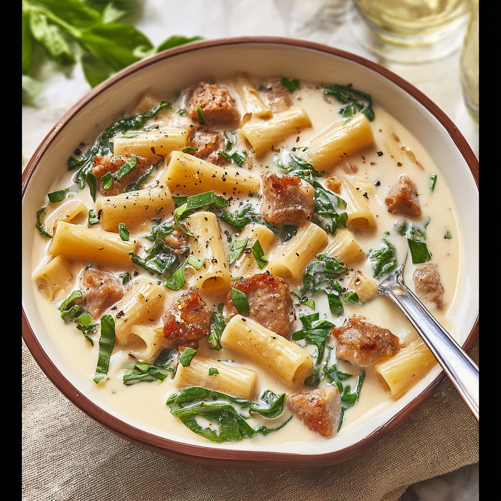 Creamy Parmesan Italian Sausage Ditalini Soup Recipe - Recipe Image