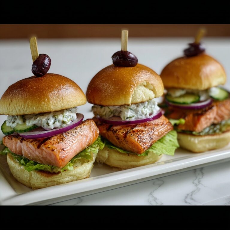 Salmon Sliders with Yogurt Cucumber Dill Sauce Recipe