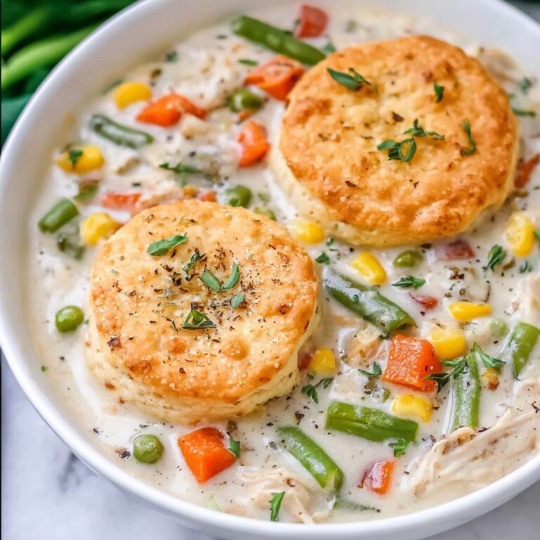 Chicken Pot Pie Soup with Buttermilk Biscuit Topping Recipe