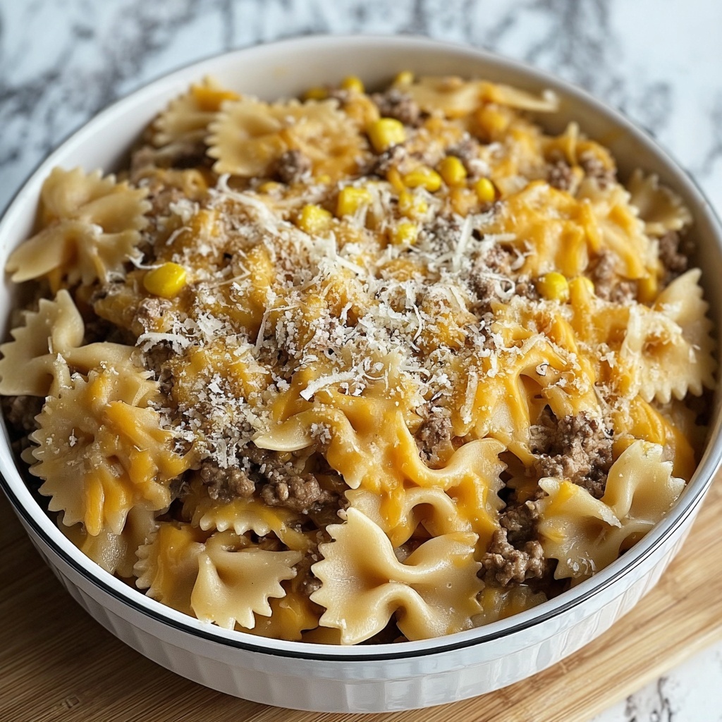 Creamy Ranch Beef and Sweet Corn Bowtie Casserole Recipe - Recipe Image