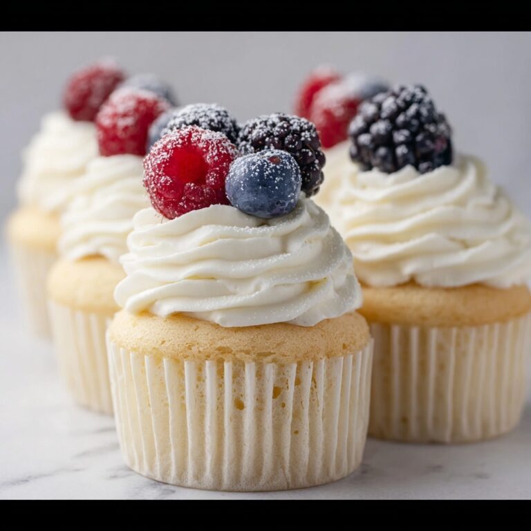 Angel Food Cupcakes with Whipped Cream and Berries Recipe