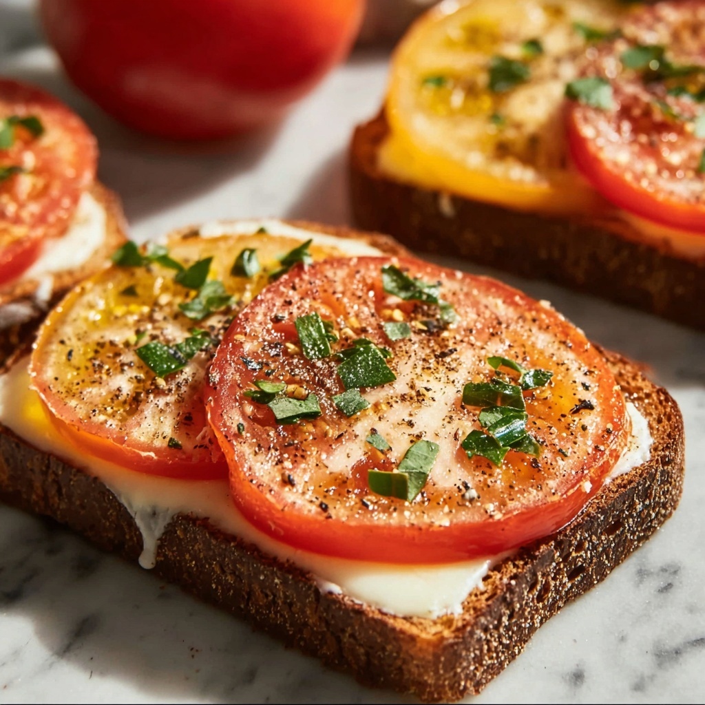 Garlic & Cheese Tomato Toast Recipe - Recipe Image