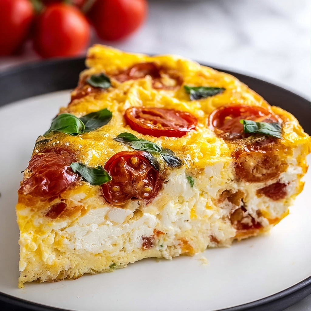 Crustless Tomato and Basil Mozzarella Quiche Recipe - Recipe Image