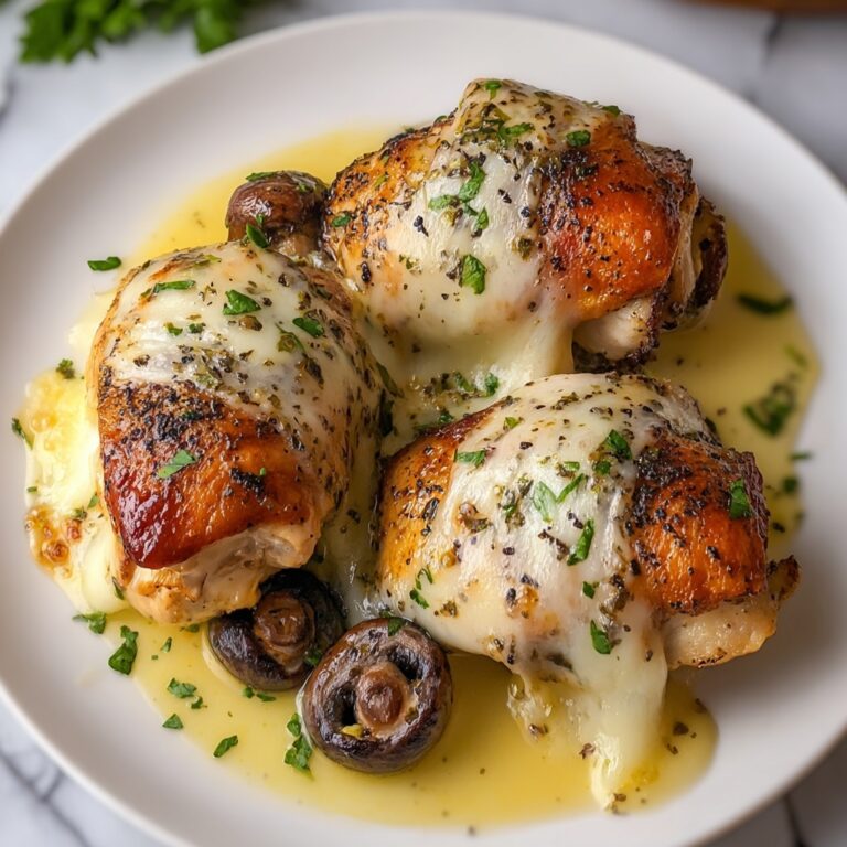 Cheesy Garlic Butter Mushroom Stuffed Chicken Recipe