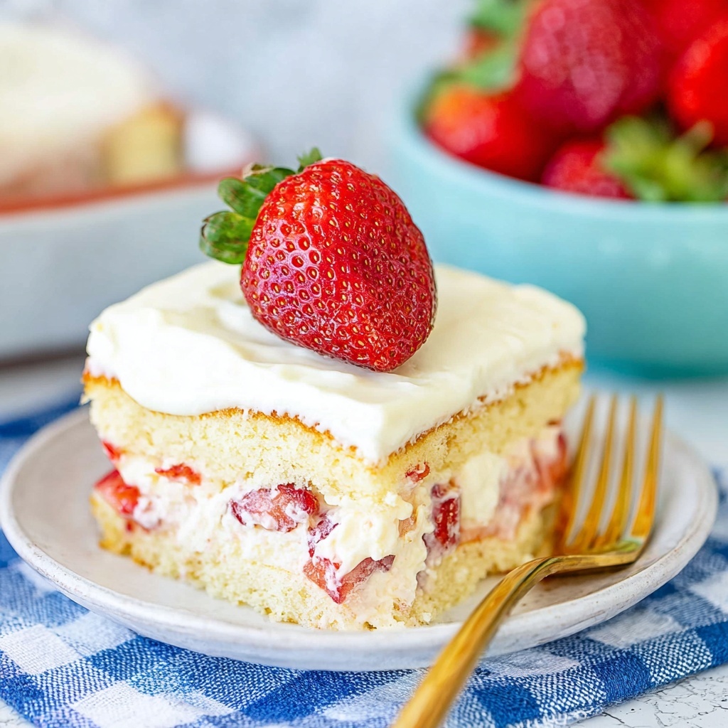 Strawberries and Cream Eclair Cake Recipe - Recipe Image
