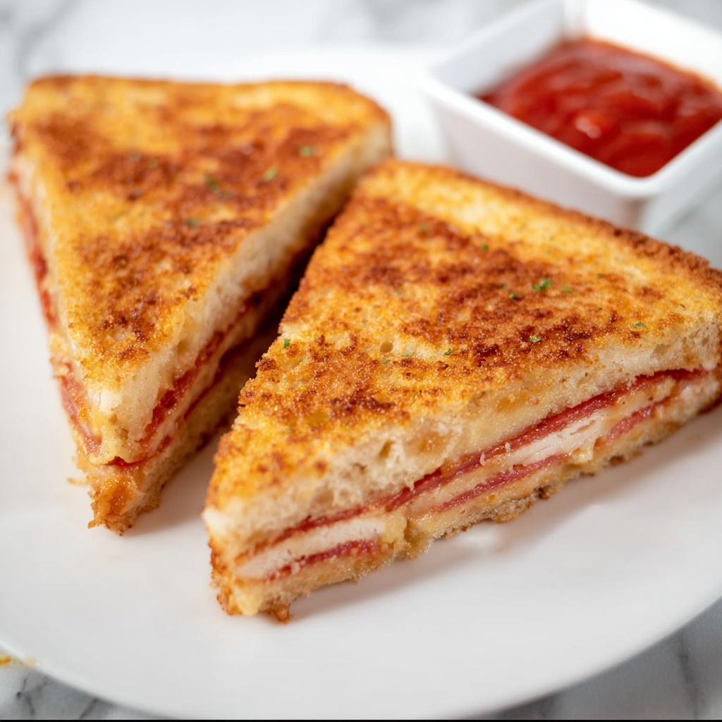 Marilyn Monroe Panini - Chicken & Pepperoni Grilled Cheese Recipe - Recipe Image