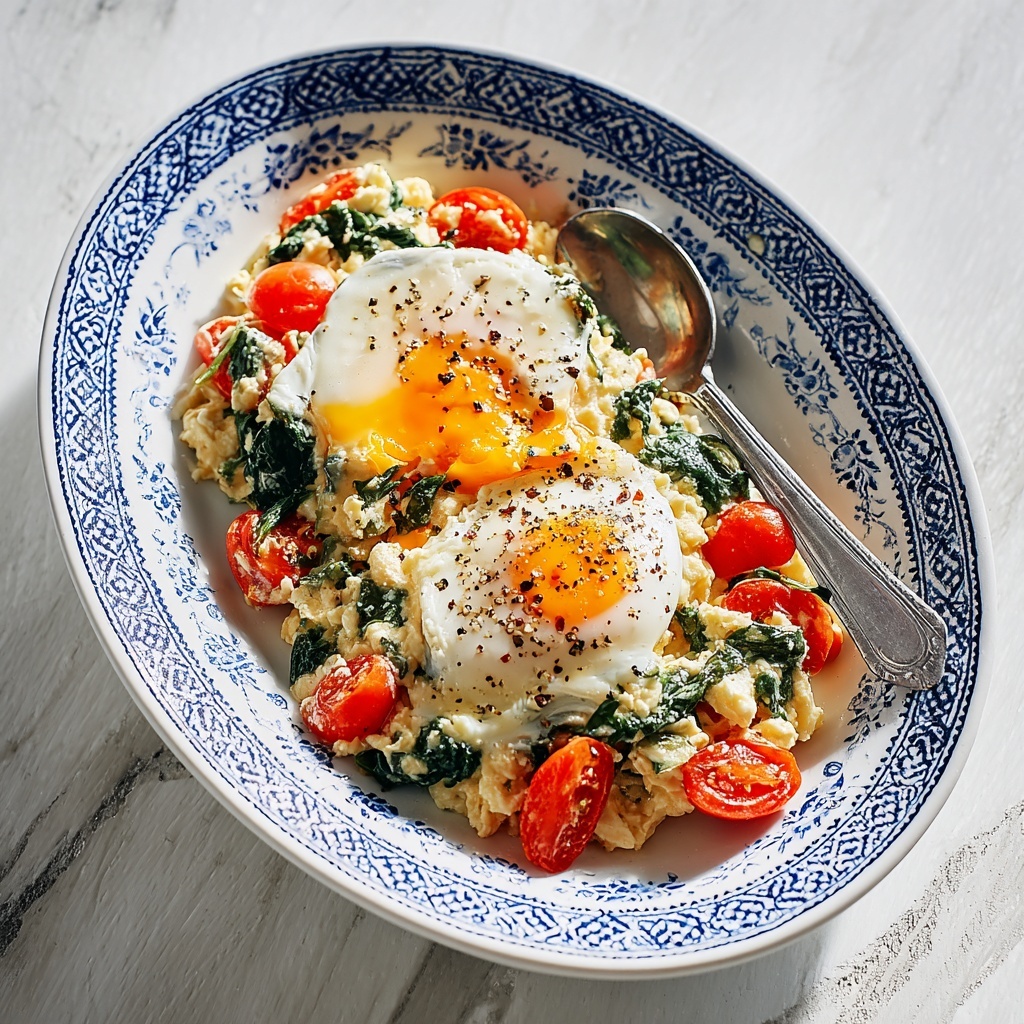 Egg White Scramble with Spinach and Tomatoes Recipe - Recipe Image