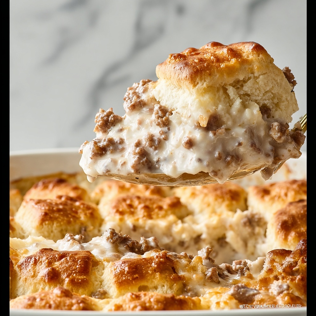 Sausage Gravy and Biscuit Pie Recipe - Recipe Image