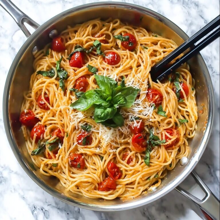 One Pan Pasta with Cherry Tomatoes, Spinach, and Parmesan Recipe