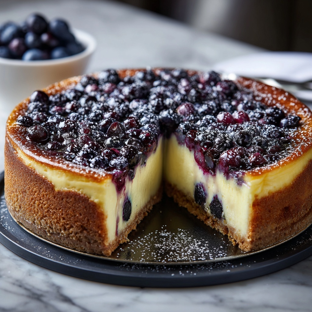 Simple Blueberry Basque Cheesecake Recipe - Recipe Image