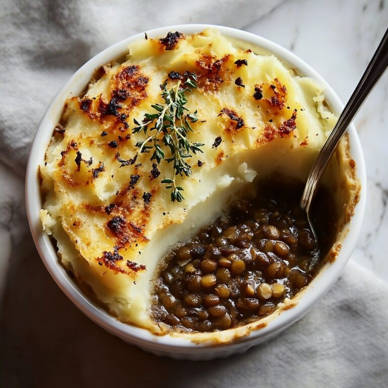 Vegan French Onion Shepherd’s Pie with Lentils & Cauliflower Potato Mash Recipe