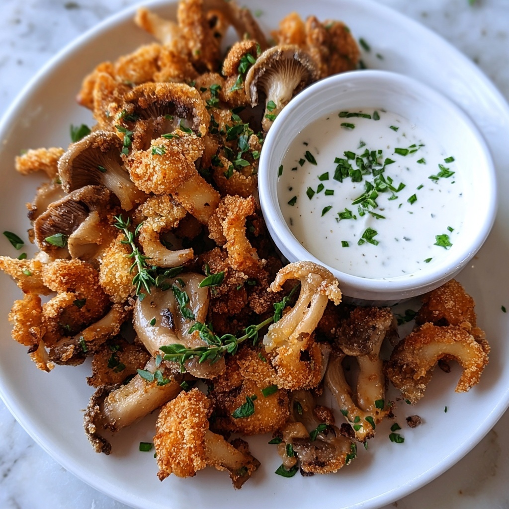 Crispy Fried Mushrooms with Cool Ranch Dip Recipe - Recipe Image