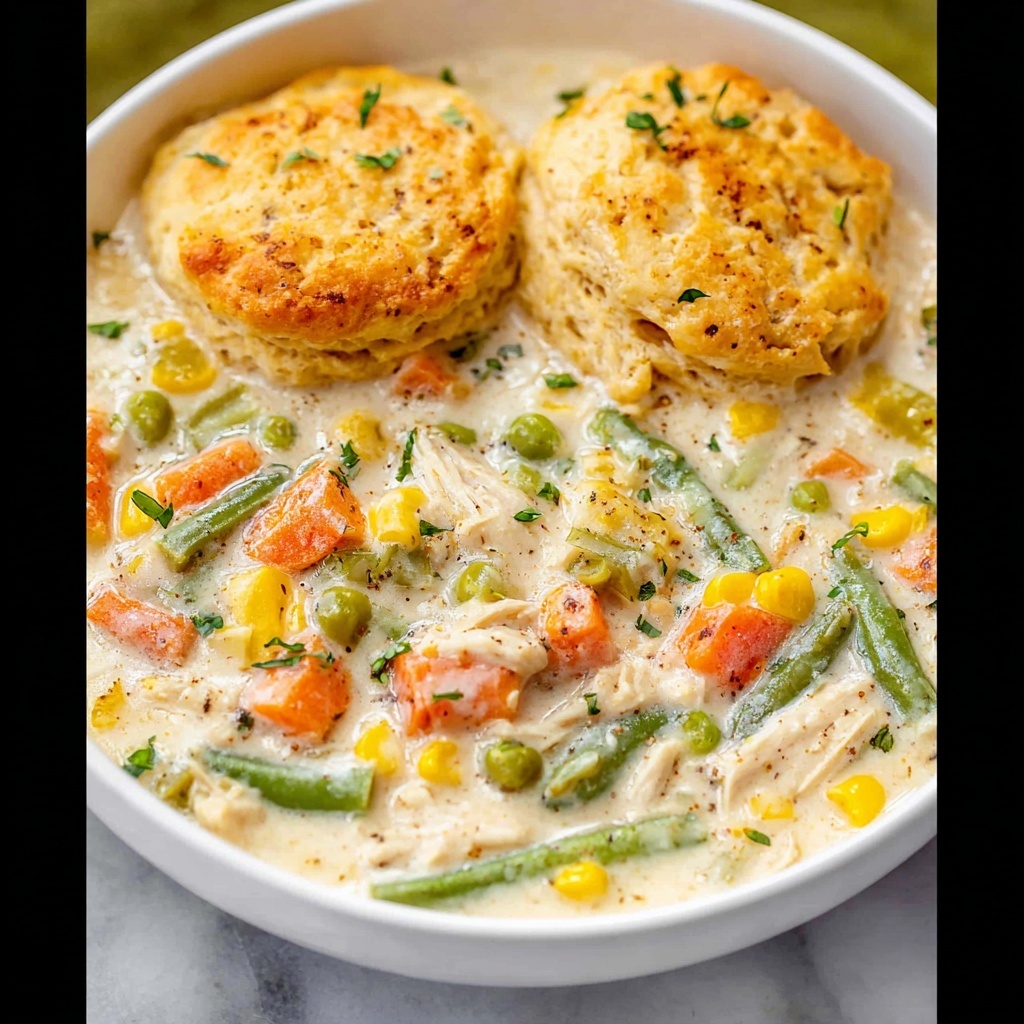 Chicken Pot Pie Soup with Buttermilk Biscuit Topping Recipe - Recipe Image