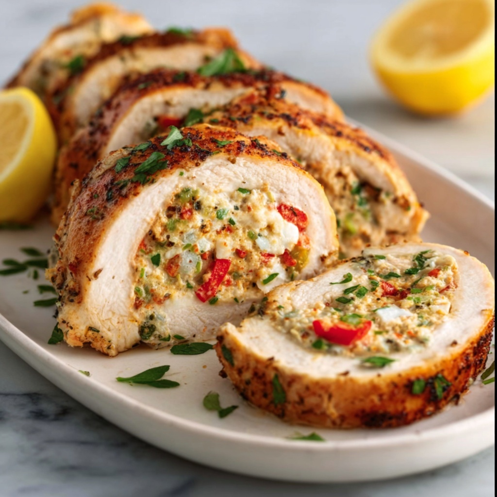 Elegant Cajun Seafood Stuffed Salmon Recipe - Recipe Image