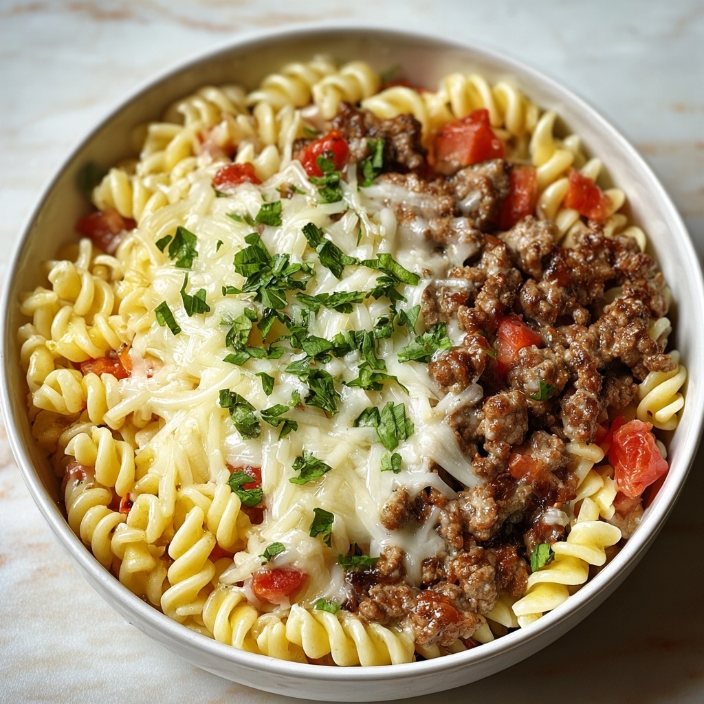 Loaded Cheeseburger Alfredo Pasta Recipe - Recipe Image