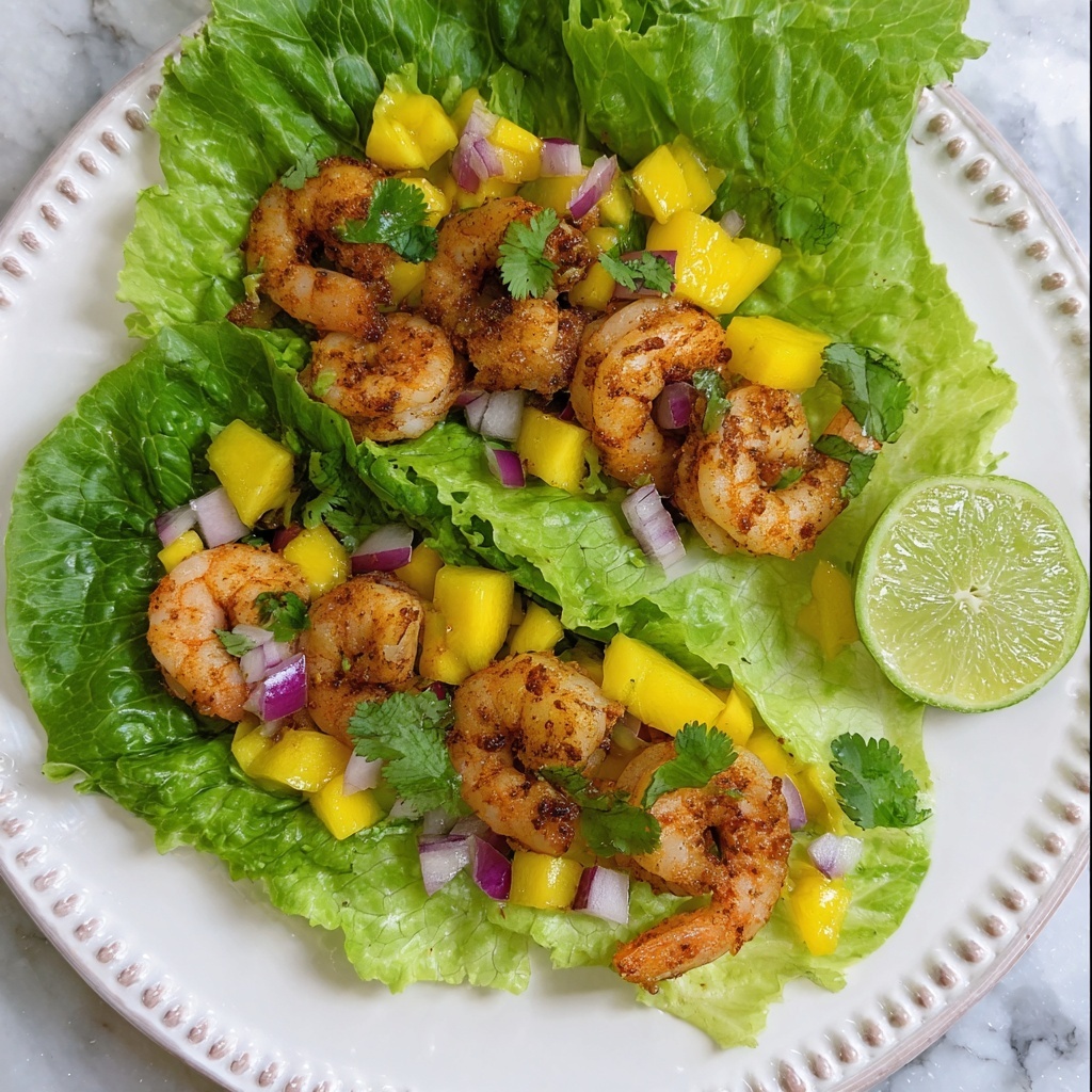 Lettuce Wrap Shrimp Tacos with Mango Salsa Recipe - Recipe Image