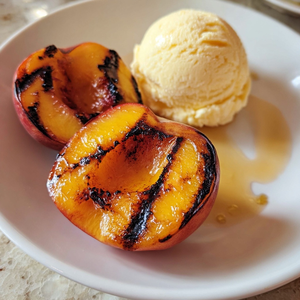 Grilled Peaches with Vanilla Ice Cream Recipe - Recipe Image