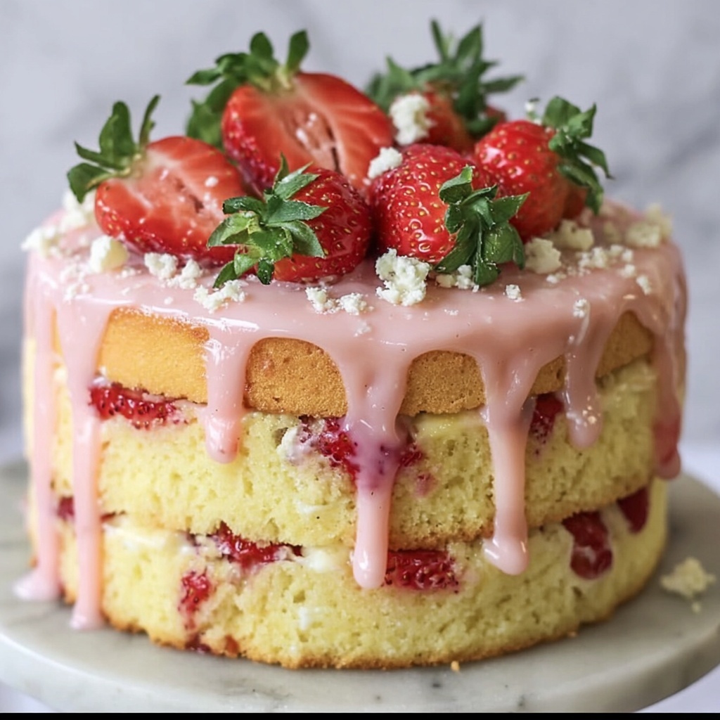 Strawberry Seismic Cake Recipe - Recipe Image