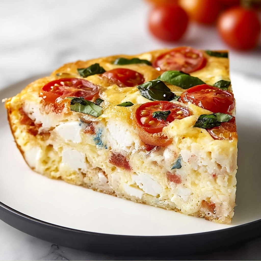 Crustless Tomato and Basil Mozzarella Quiche Recipe - Recipe Image