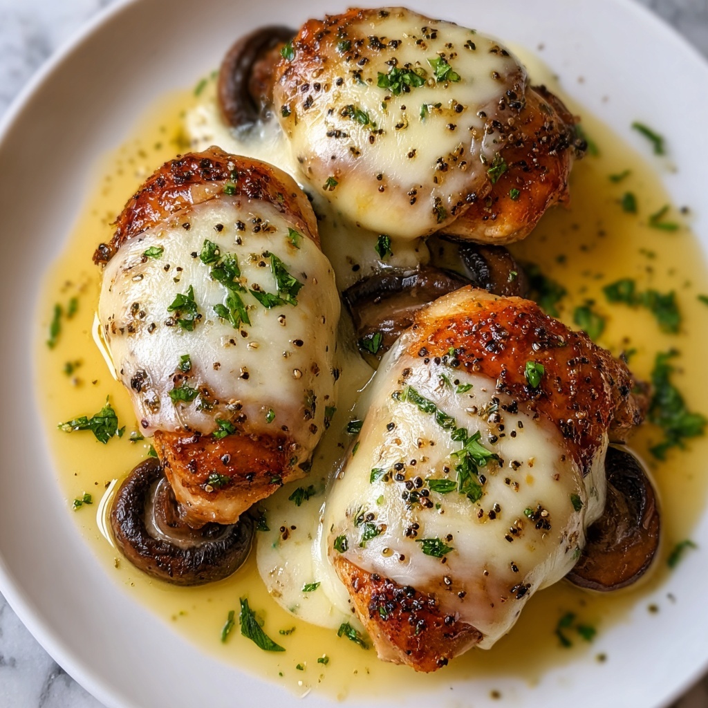 Cheesy Garlic Butter Mushroom Stuffed Chicken Recipe - Recipe Image