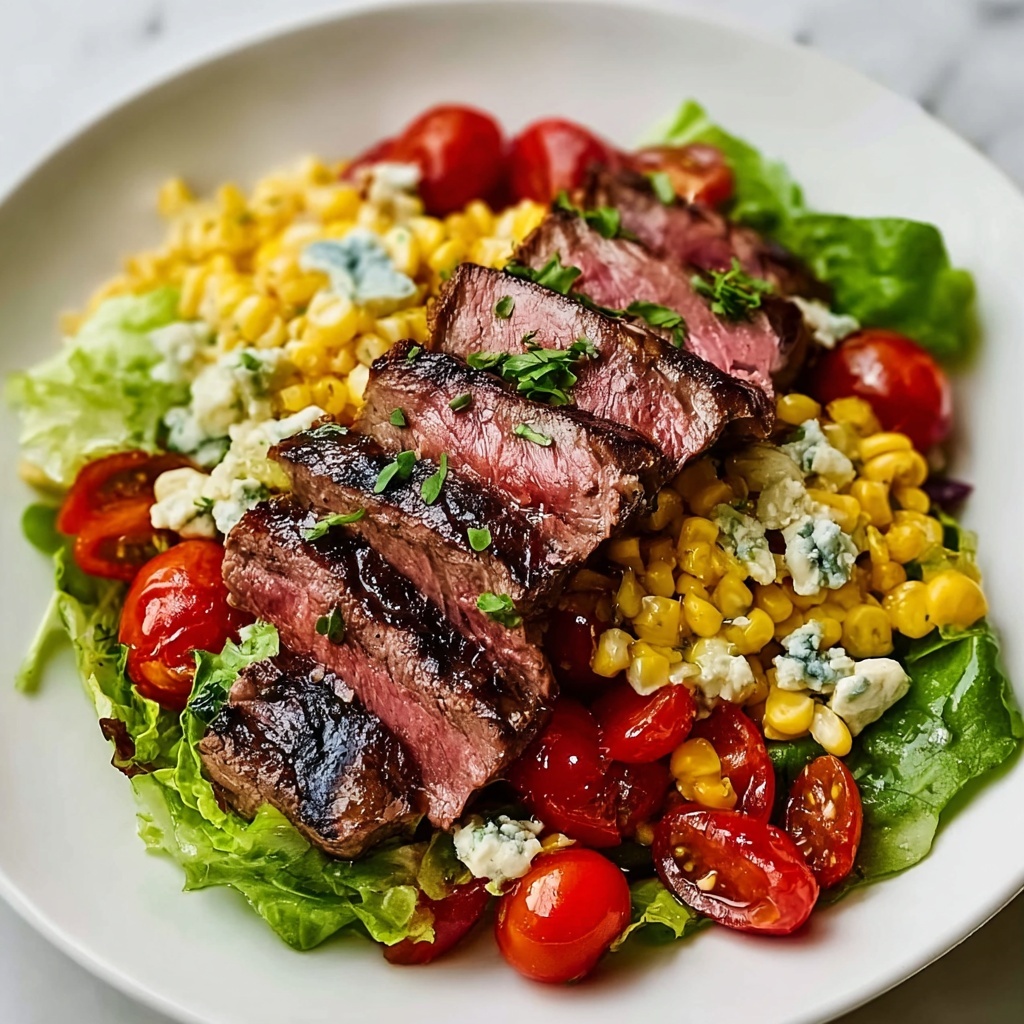 Balsamic Steak Gorgonzola Salad with Grilled Corn Recipe - Recipe Image