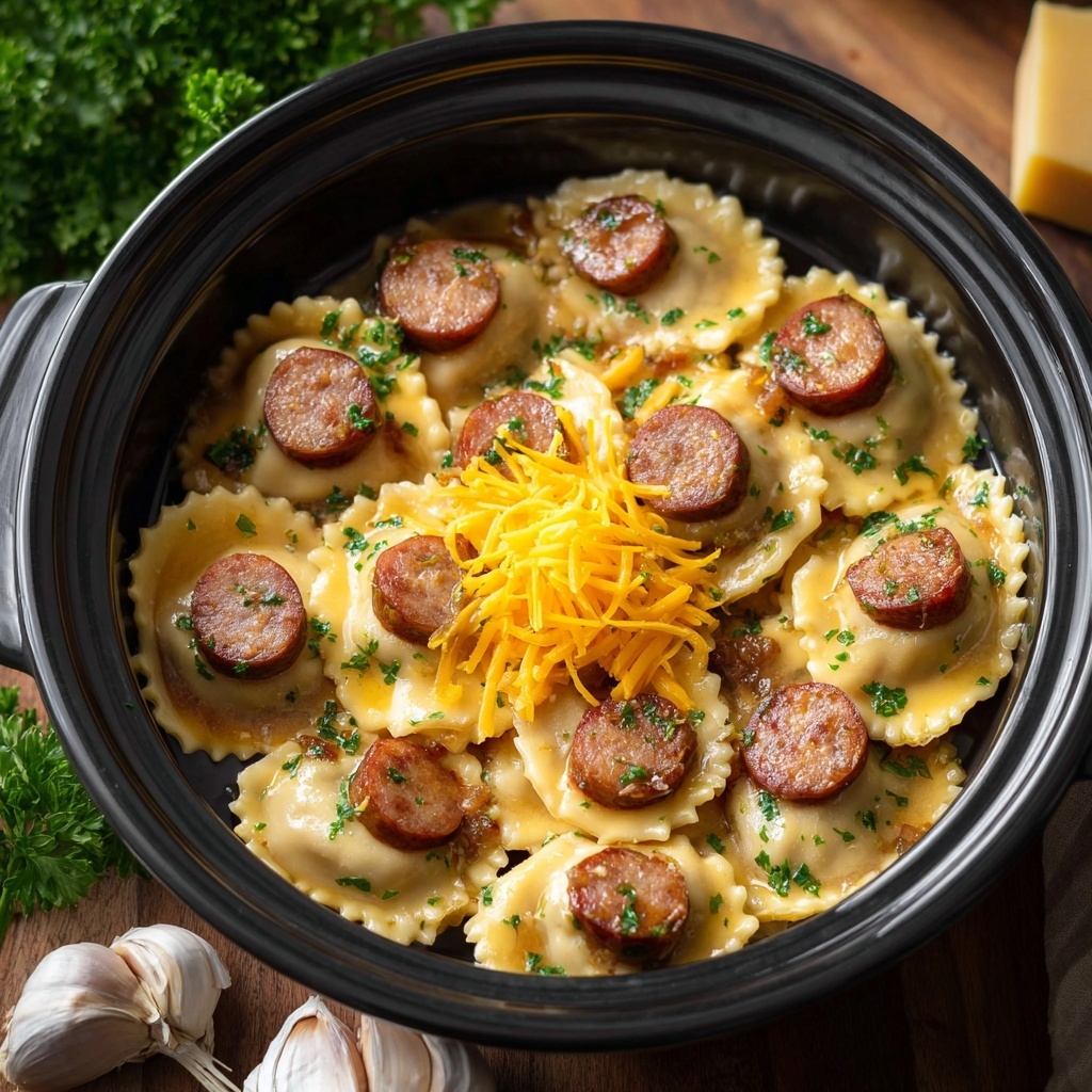 Crockpot Pierogi Casserole with Sausage Recipe - Recipe Image