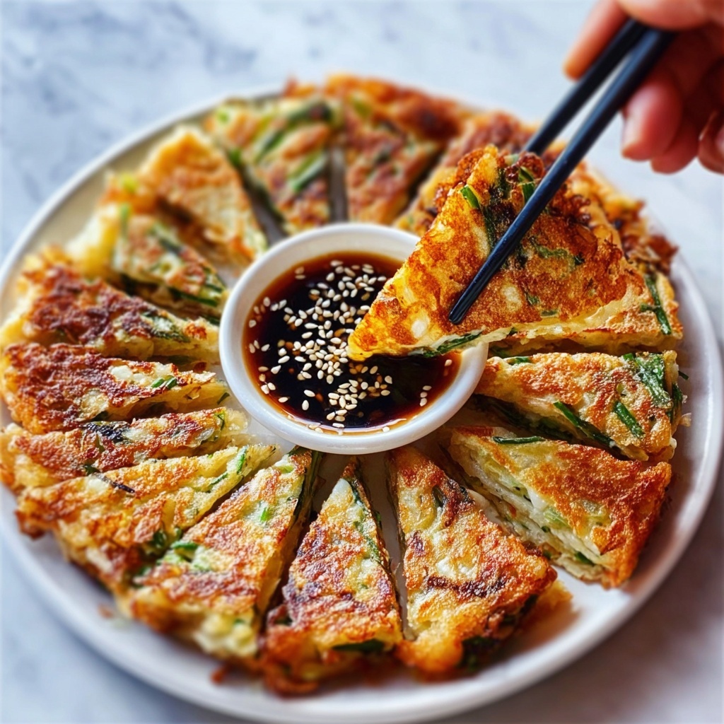Crispy Korean Vegetable Pancake with Dipping Sauce Recipe - Recipe Image