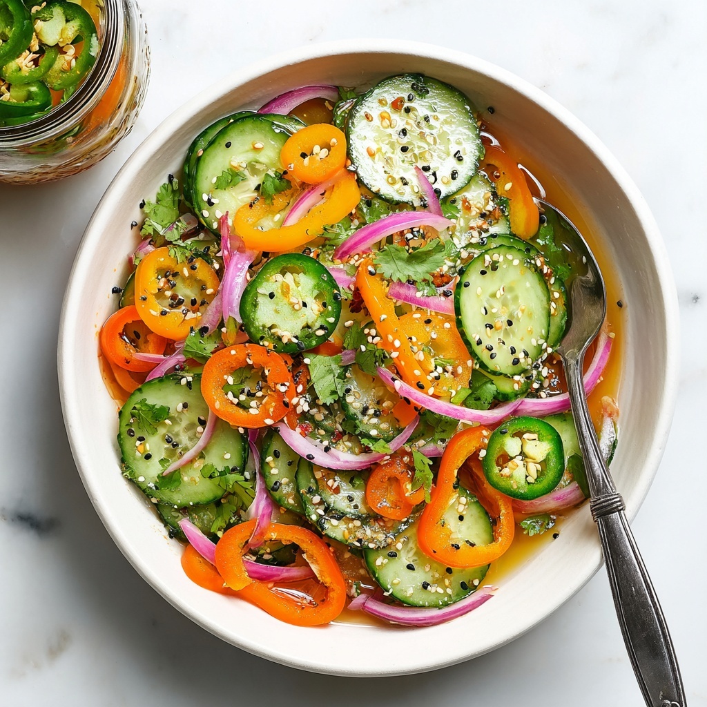 Pickled Cucumber, Onion, and Bell Pepper Salad Recipe - Recipe Image