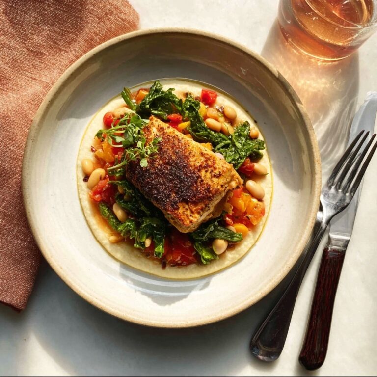 Crispy Chicken Thighs Over Vinegar Beans Recipe