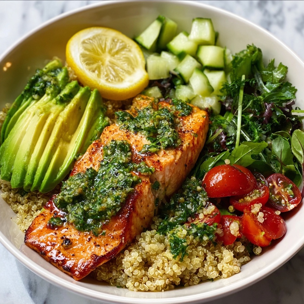 Spiced Salmon Bowl with Quinoa and Cucumber Dill Salad Recipe - Recipe Image