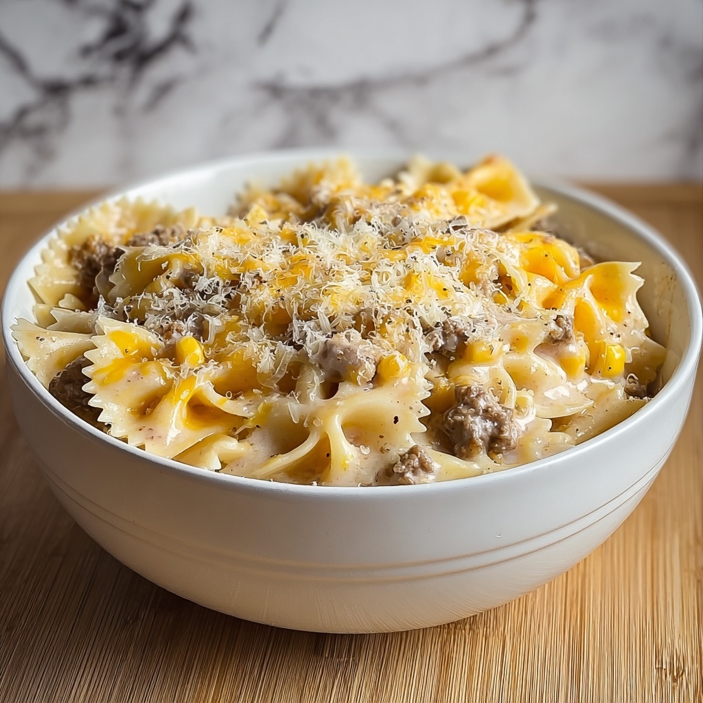 Creamy Ranch Beef and Sweet Corn Bowtie Casserole Recipe - Recipe Image