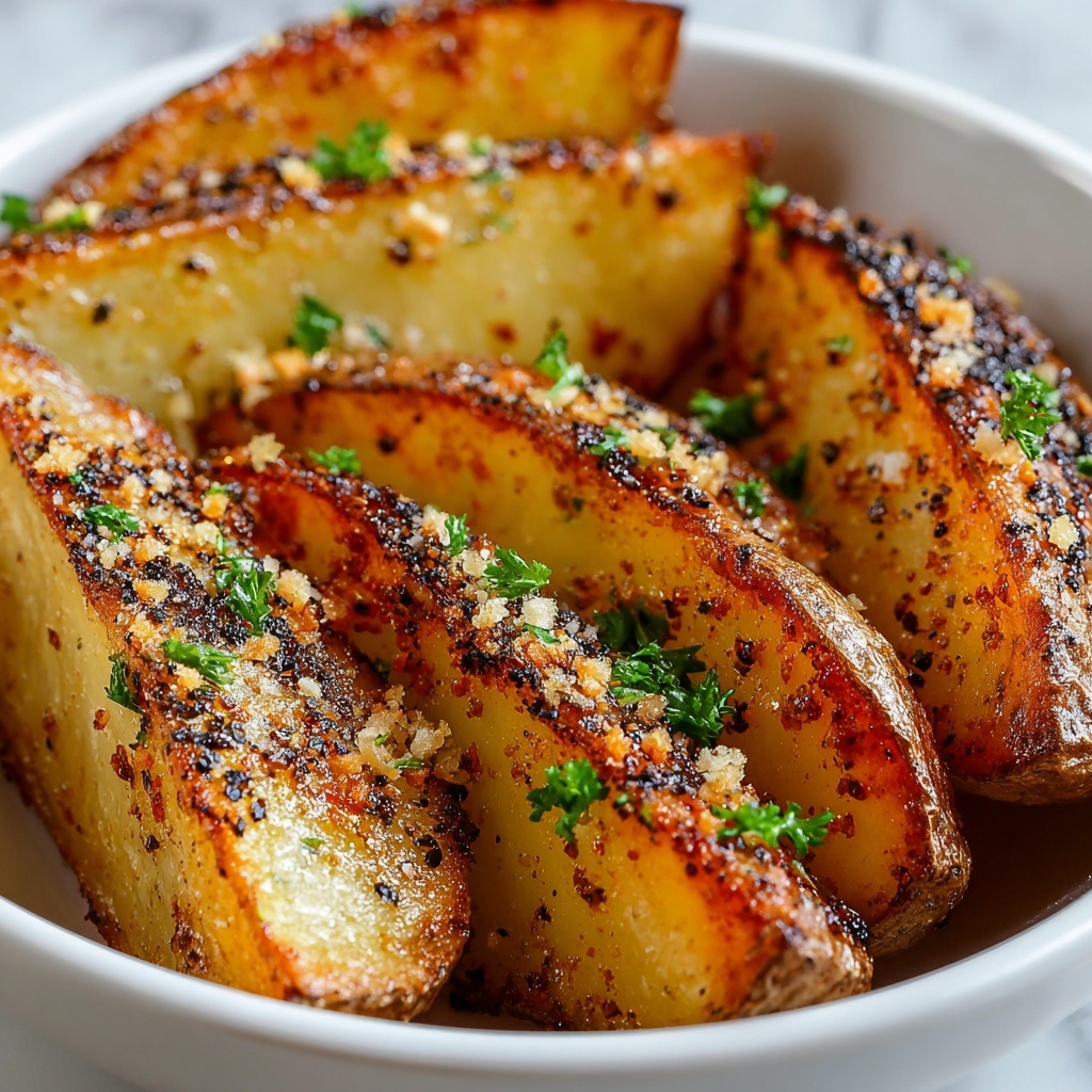 Baked Garlic Parmesan Potato Wedges Recipe - Recipe Image