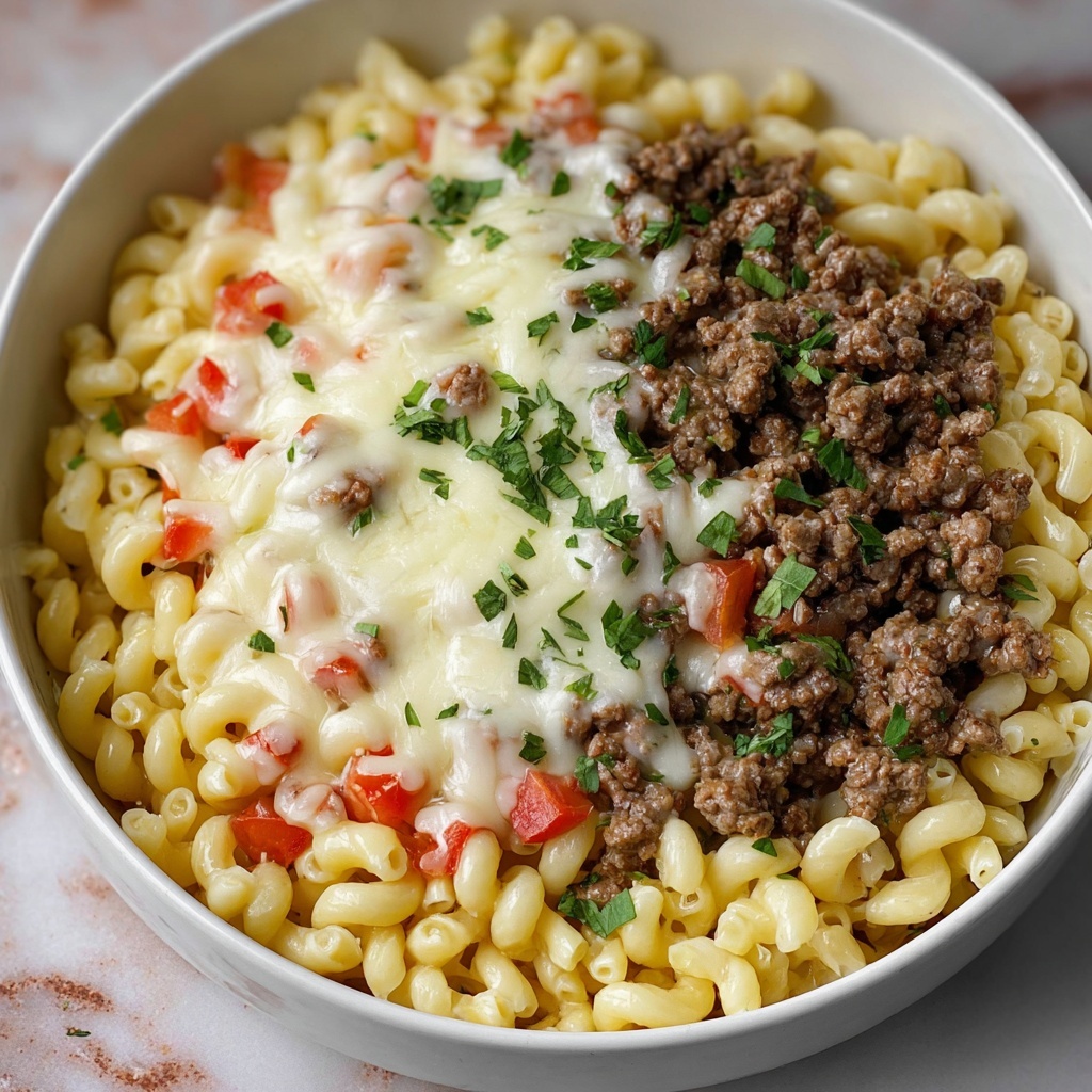 Loaded Cheeseburger Alfredo Pasta Recipe - Recipe Image