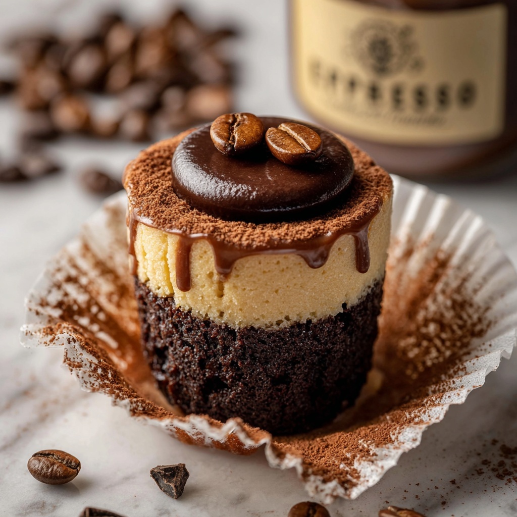 Mini Espresso Cheesecakes With Chocolate Ganache and Coffee Liqueur Recipe - Recipe Image