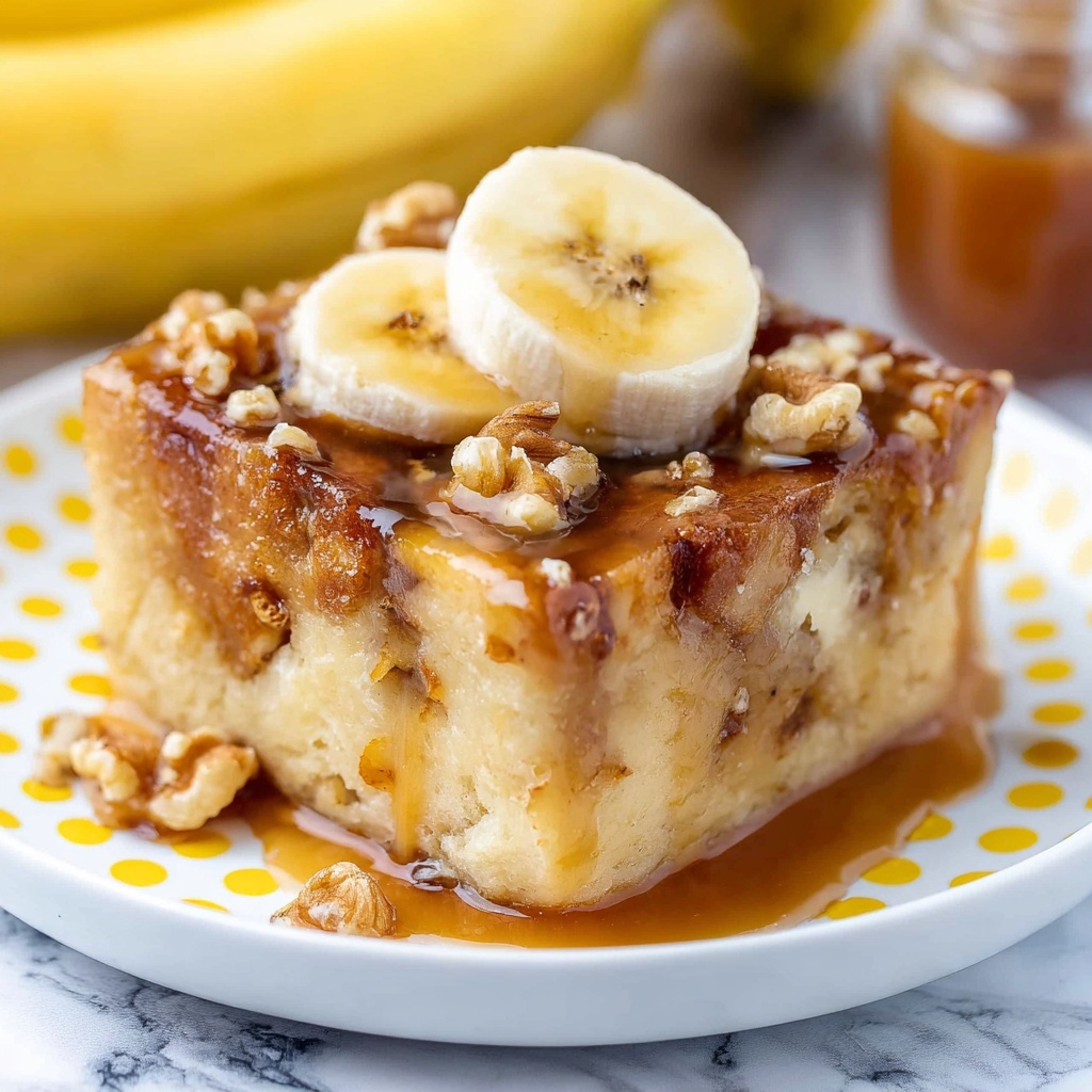 Banana Bread Pudding with Warm Brown Sugar Walnut Sauce Recipe - Recipe Image
