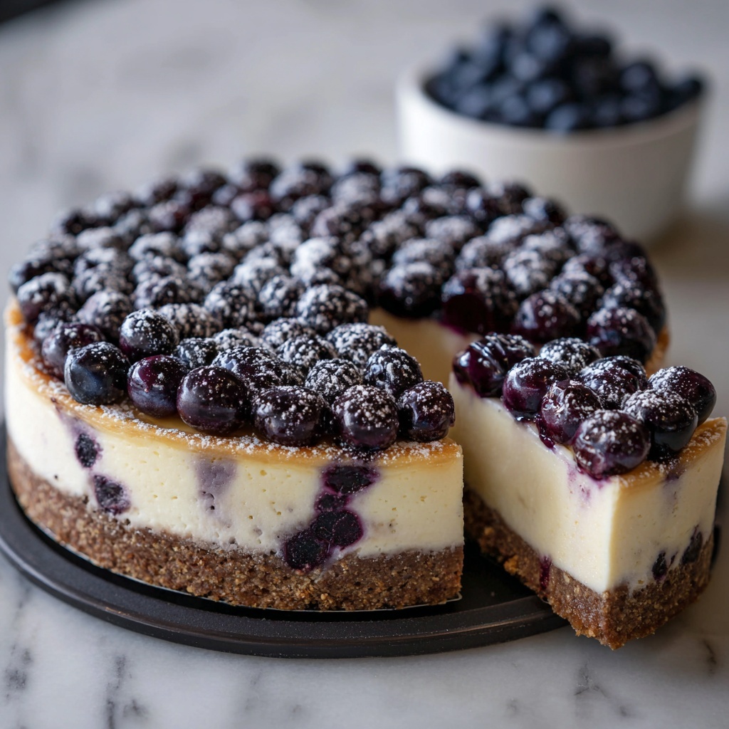 Simple Blueberry Basque Cheesecake Recipe - Recipe Image