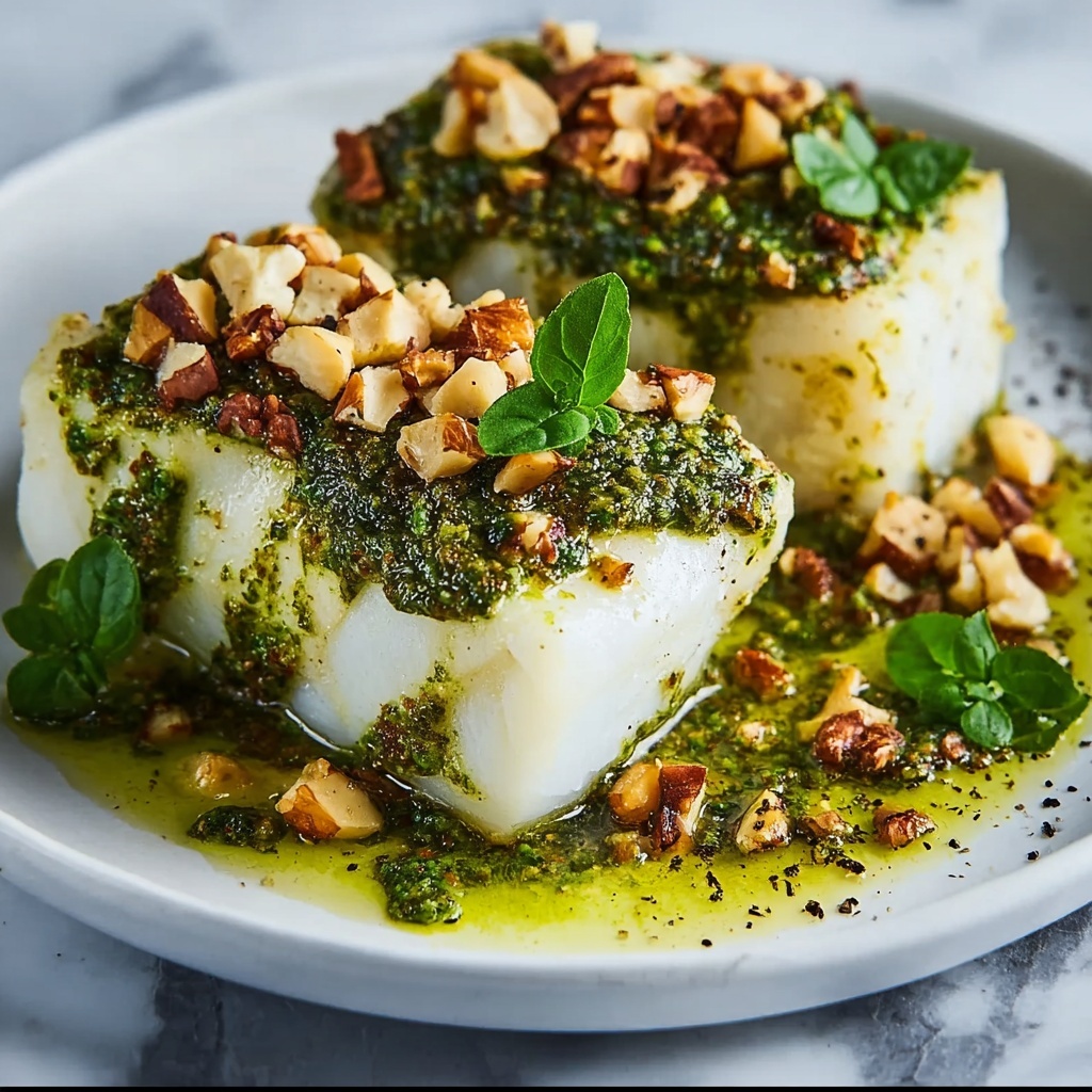 Keto Chilean Seabass with Walnut Pesto Crust Recipe - Recipe Image
