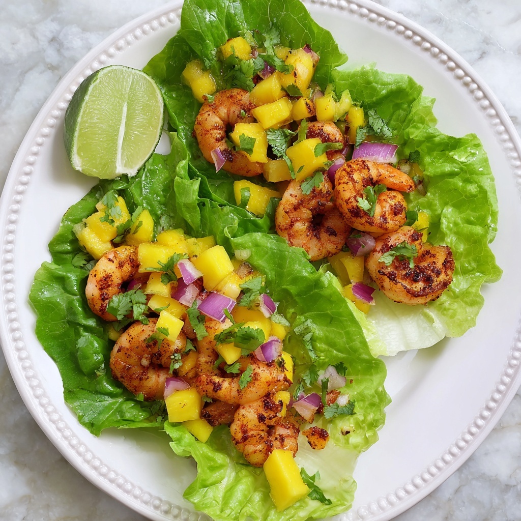 Lettuce Wrap Shrimp Tacos with Mango Salsa Recipe - Recipe Image