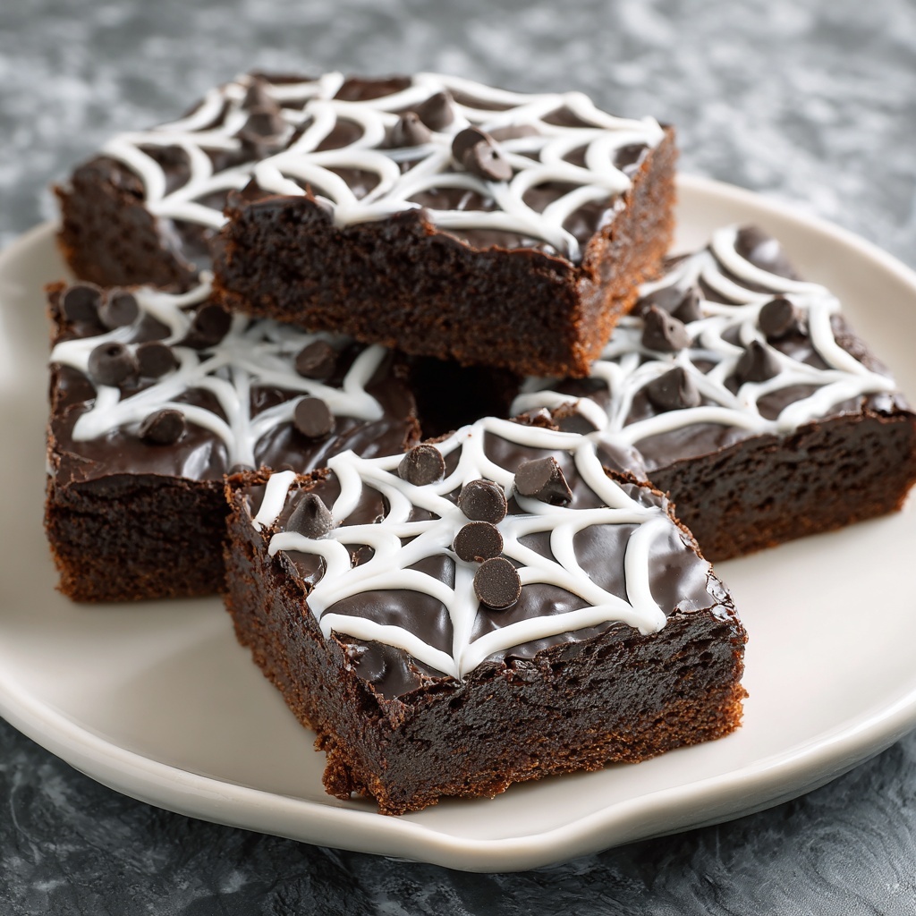 Spider Web Halloween Brownies Recipe - Recipe Image