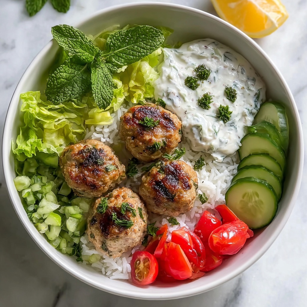 Greek Chicken Meatballs with Tzatziki and Fresh Vegetables Recipe - Recipe Image