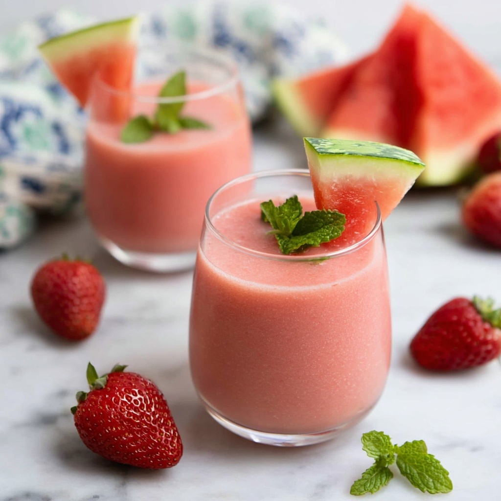 Watermelon Strawberry Smoothie Recipe - Recipe Image