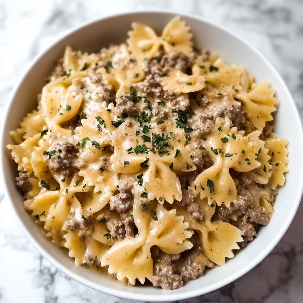 Creamy Beef and Bowtie Pasta Recipe - Recipe Image