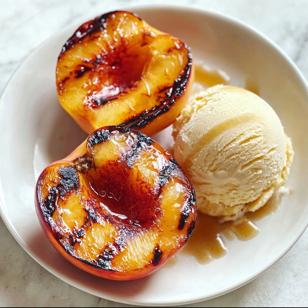 Grilled Peaches with Vanilla Ice Cream Recipe - Recipe Image
