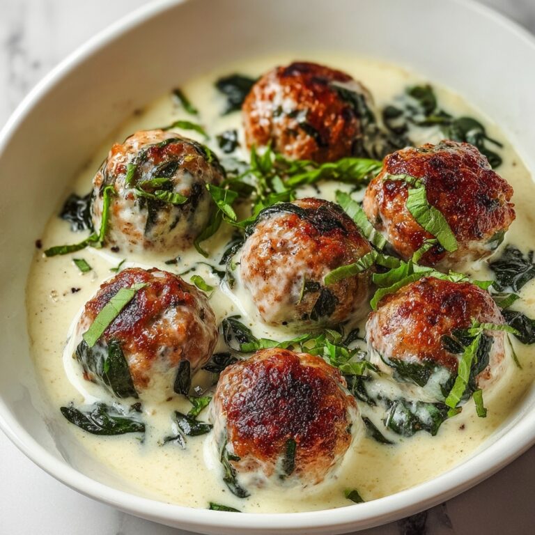 Southern Style Baked Chicken Ricotta Meatballs with Spinach Alfredo Sauce Recipe