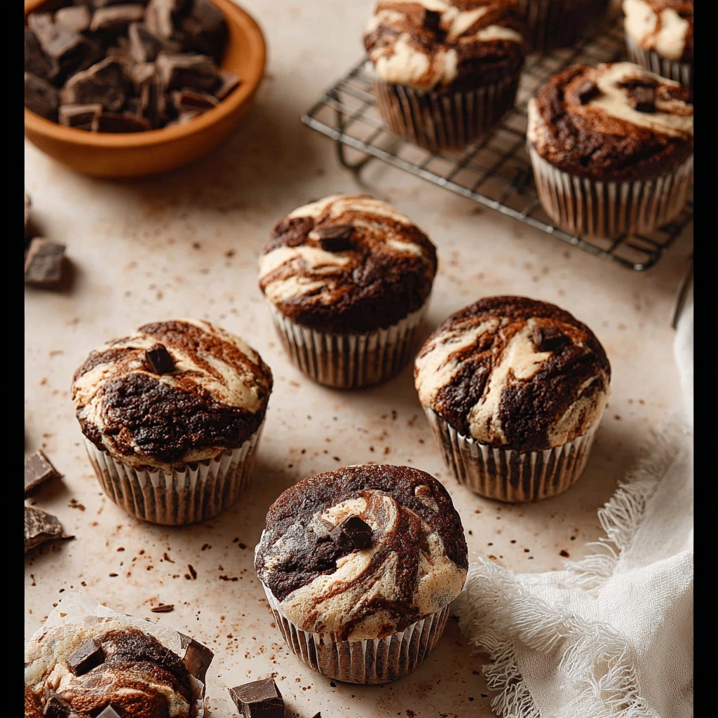 Chocolate Almond Butter Swirl Muffins Recipe - Recipe Image