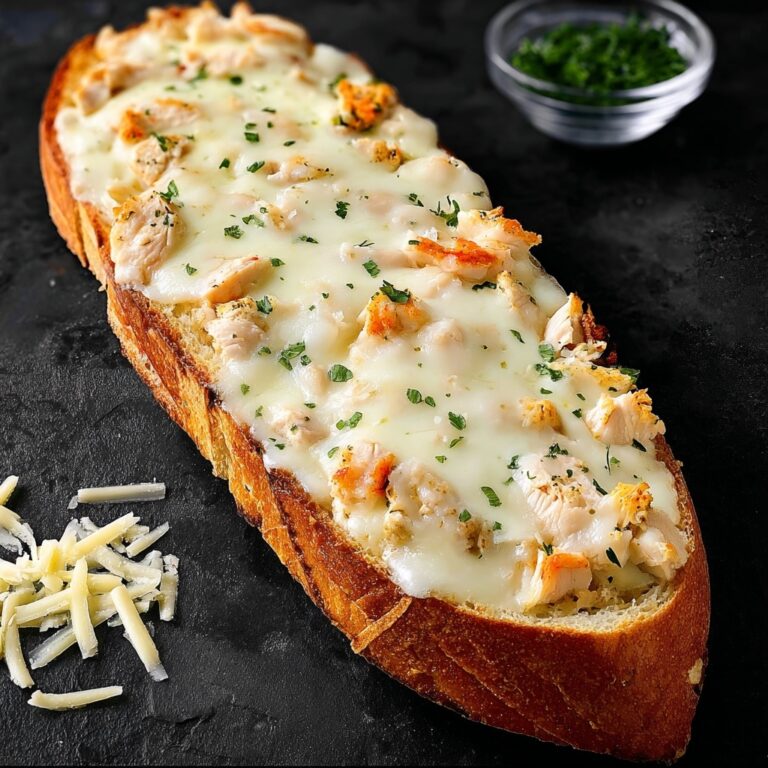 Creamy Chicken Alfredo Garlic Bread Recipe